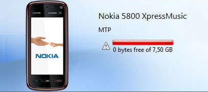 Nokia 5800: Kako riješiti problem prikazivanja FULL MEMORIJE u PC Suite-u?
